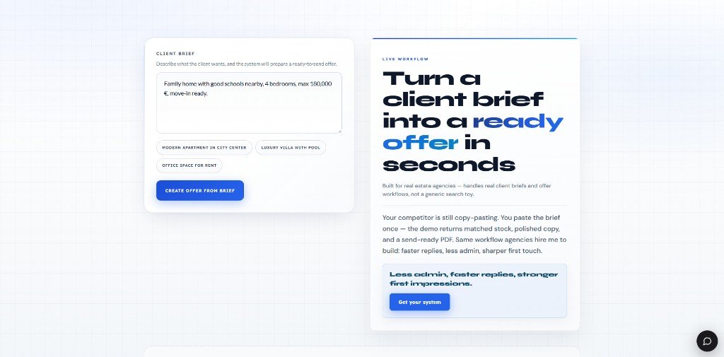 Client brief to ready offer — workflow preview